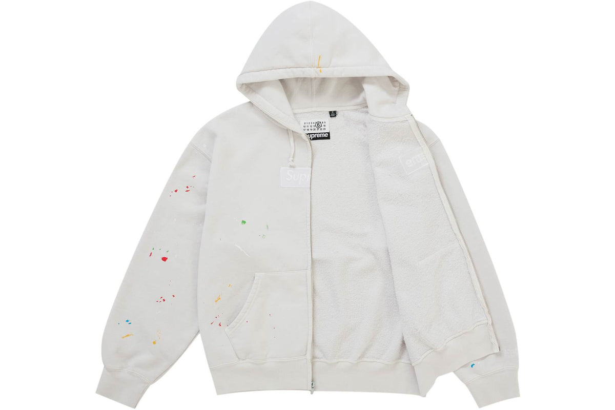 Supreme MM6 Maison Margiela Box Logo Zip Up Hooded Sweatshirt White secondary image