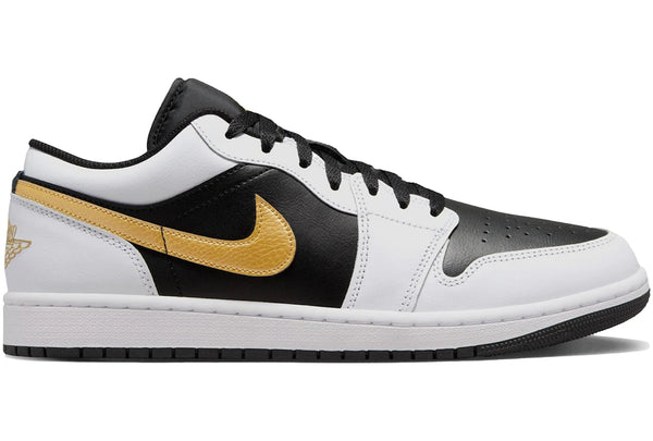 Air Jordan 1 Low White Black Metallic Gold Swoosh