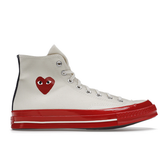 Converse Chuck Taylor All Star 70 Hi Comme des Garcons PLAY Egret Red Midsole