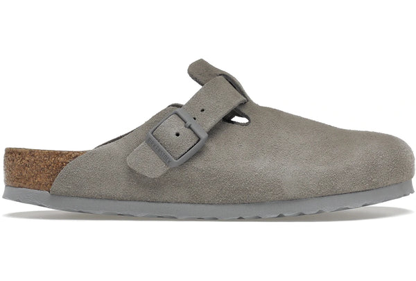 Birkenstock Boston Soft Footbed Suede Stone Coin