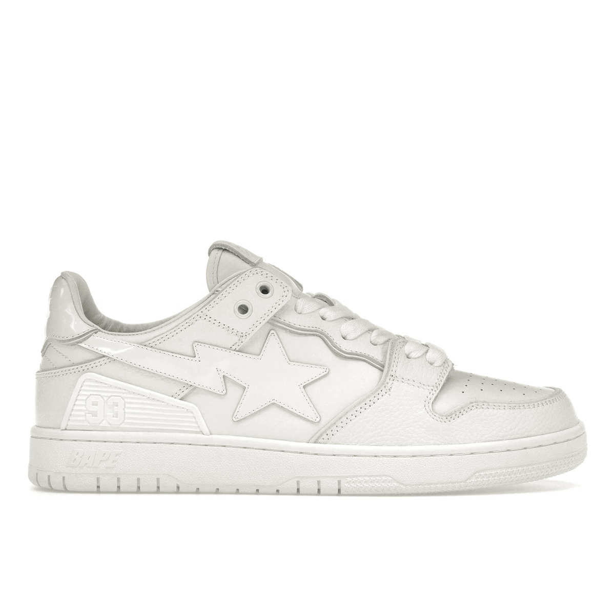 A Bathing Ape Bape SK8 Sta Triple White Patent Leather Sta Logo - Sneakerzone