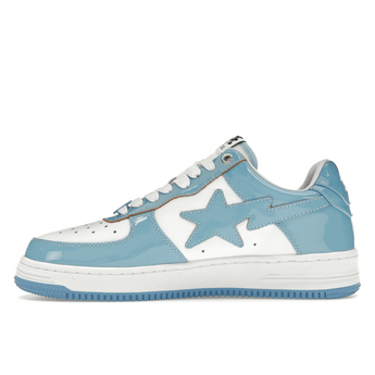 A Bathing Ape Bape Sta Patent Leather Blue White - Sneakerzone