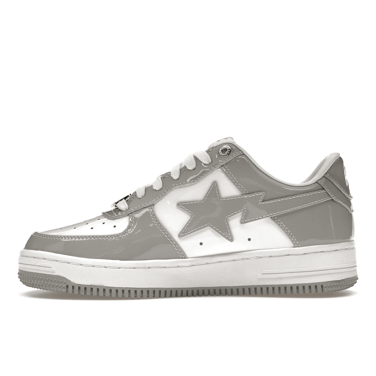 A Bathing Ape Bape Sta Patent Leather White Grey - Sneakerzone