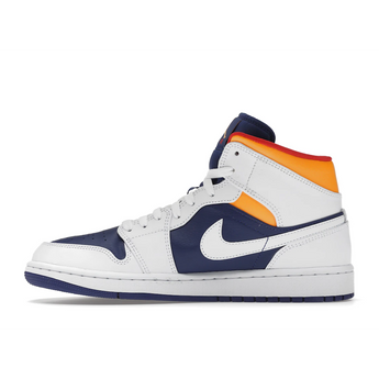 Air Jordan 1 Mid White Laser Orange Deep Royal Blue