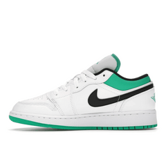 Air Jordan 1 Low White Lucky Green Tumbled Leather - Sneakerzone