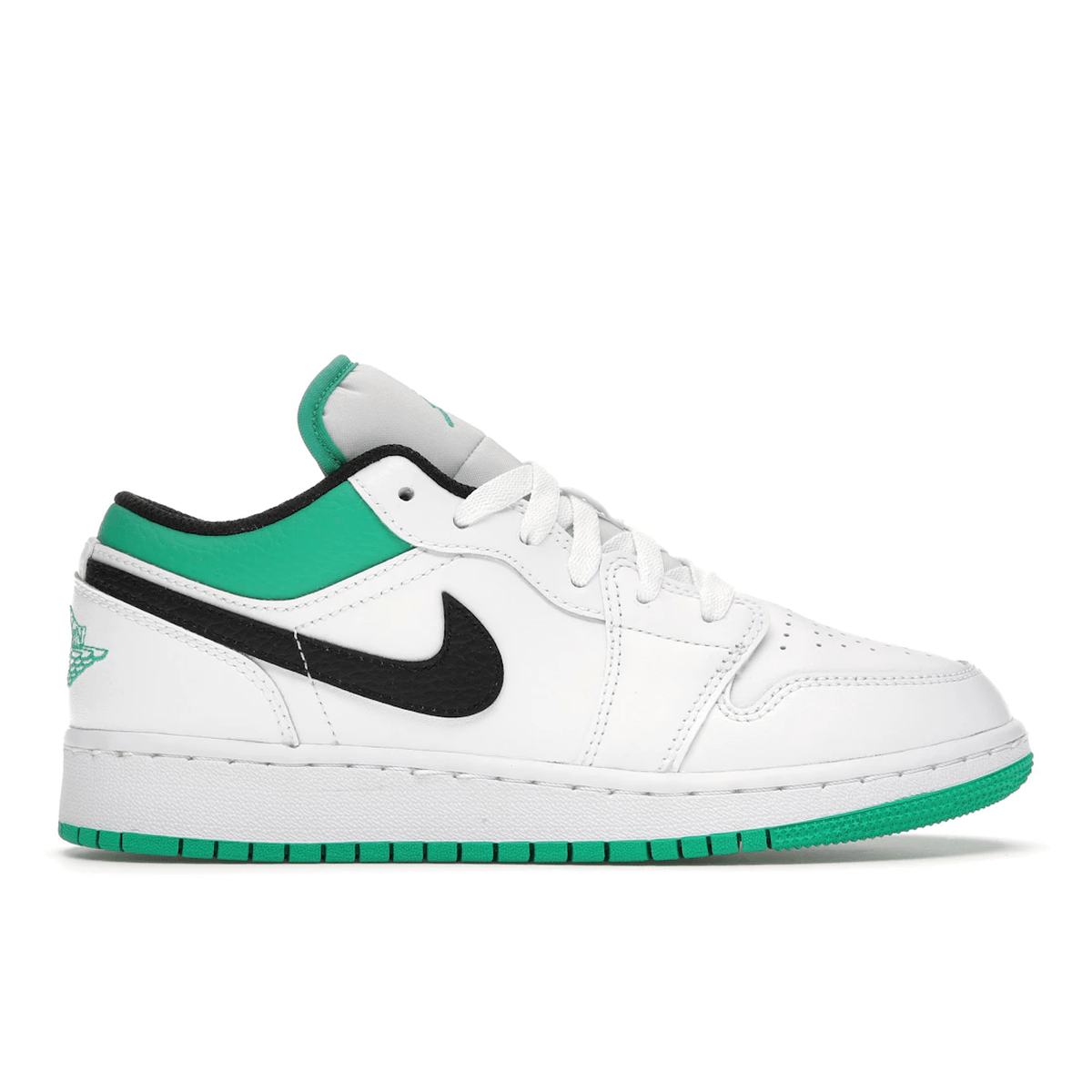 Air Jordan 1 Low White Lucky Green Tumbled Leather - Sneakerzone