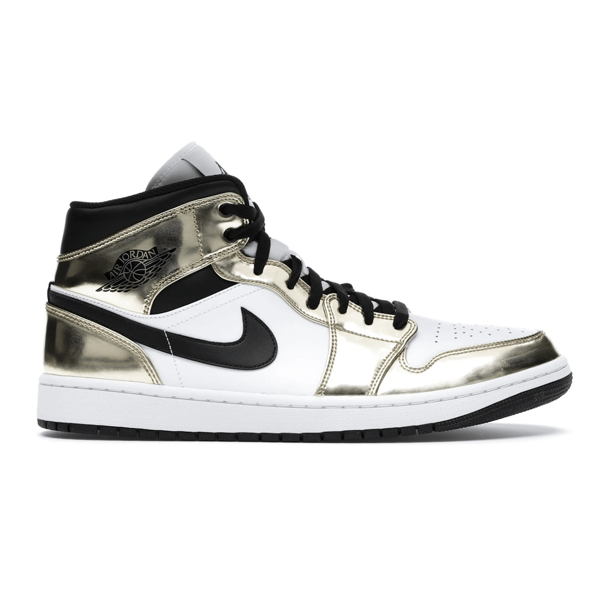 Air Jordan 1 Mid Metallic Gold Black White - Sneakerzone