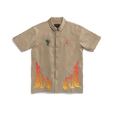 Travis Scott Cactus Jack x Jordan Button Down Shirt Khaki/University Red