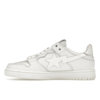 A Bathing Ape Bape SK8 Sta Triple White Patent Leather Sta Logo