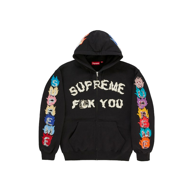 Supreme F**k You Zip Up Hooded Sweatshirt Black product image
