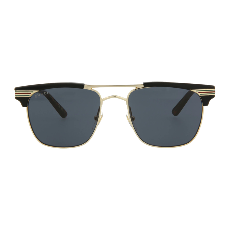 Gucci Square-Frame Metal Sunglasses Black Gold Grey product image