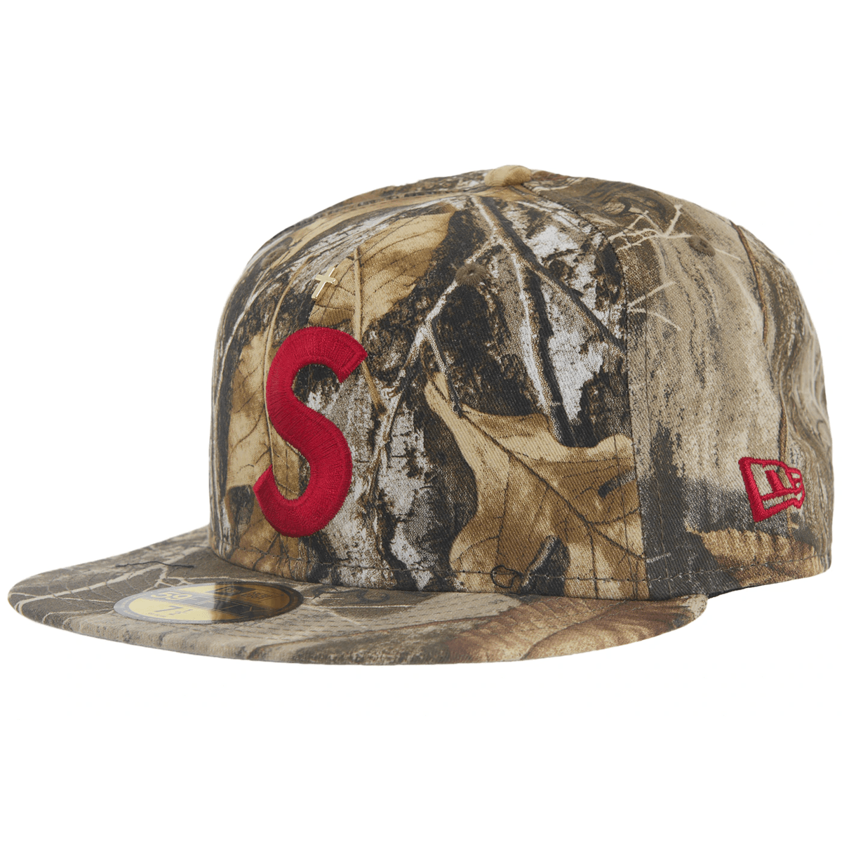 Supreme Gold Cross S Logo New Era Fitted Hat Realtree Camo - Sneakerzone