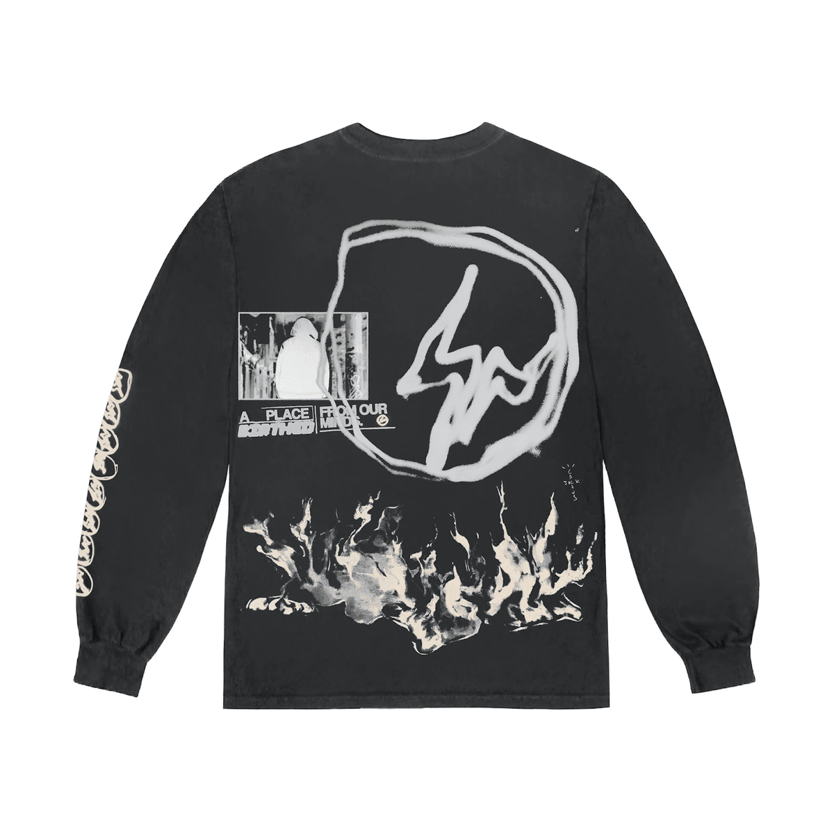 Travis Scott Cactus Jack For Fragment Logo L/S T-shirt Washed Black - Sneakerzone