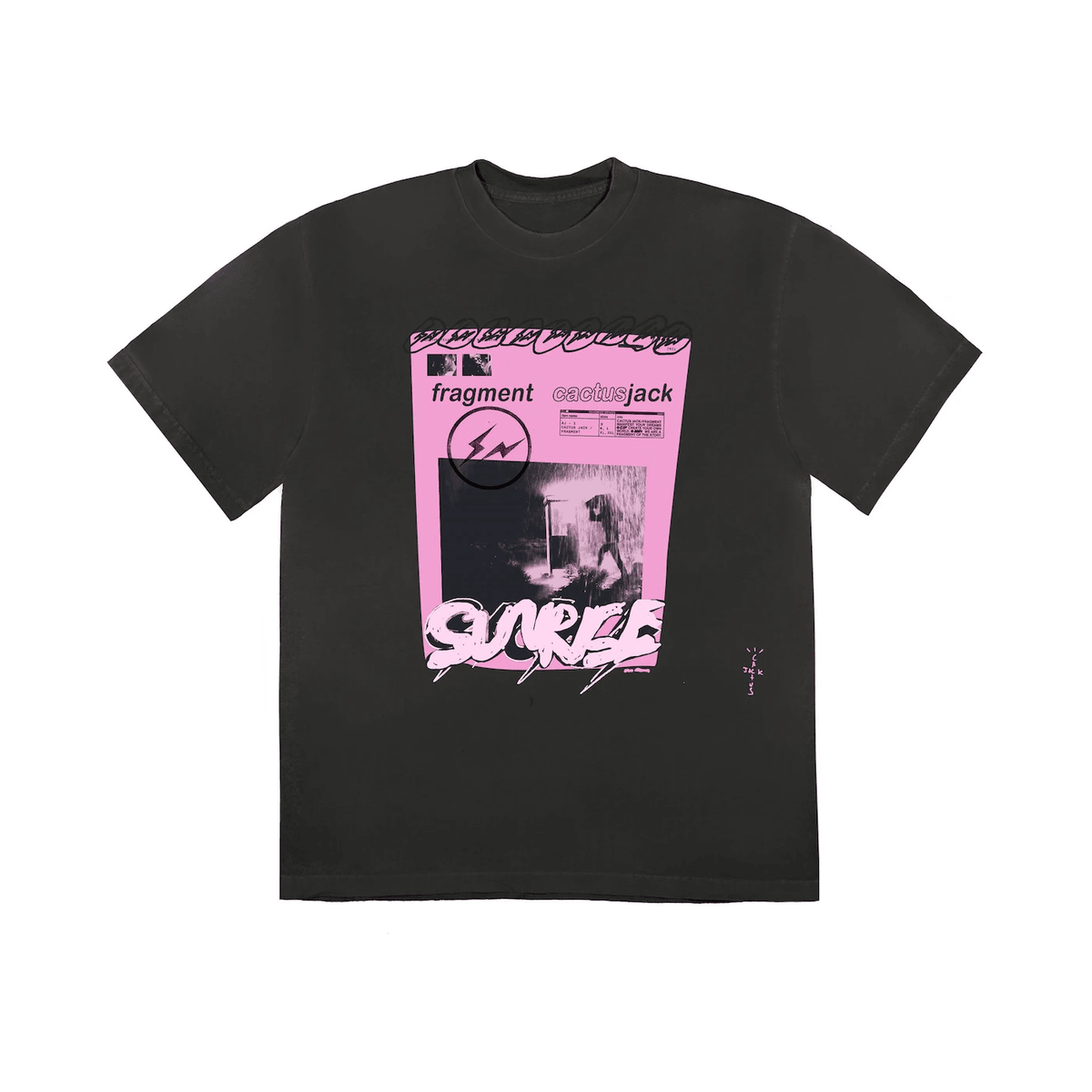 Travis Scott Cactus Jack For Fragment Pink Sunrise T-shirt Washed Black - Sneakerzone