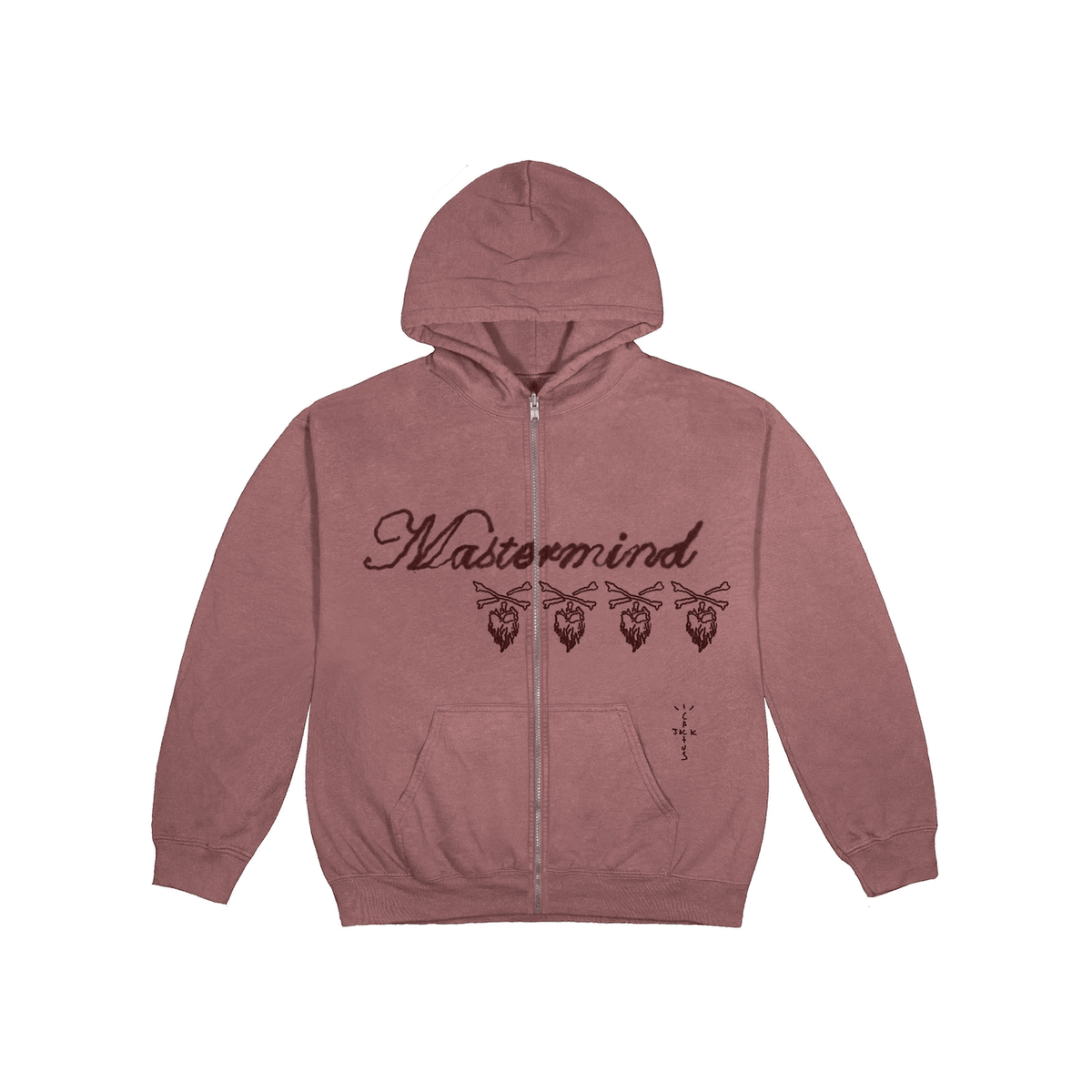 Travis Scott Cactus Jack For Mastermind Skull Zip Up Hoodie Washed Red - Sneakerzone