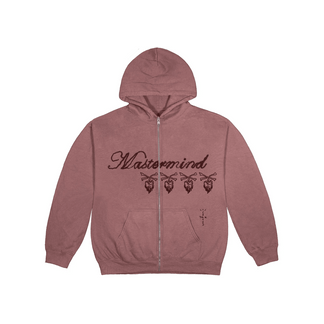 Travis Scott Cactus Jack For Mastermind Skull Zip Up Hoodie Washed Red - Sneakerzone