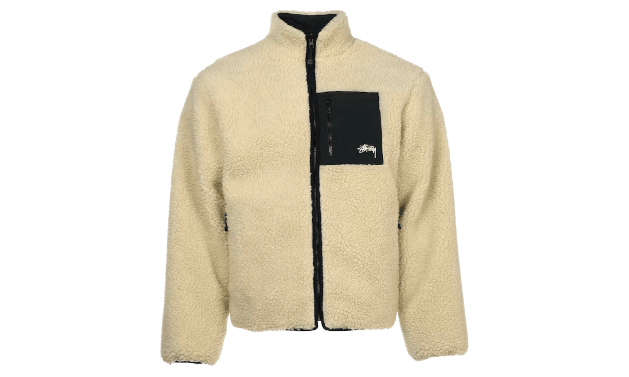 Stussy 8 Ball Sherpa Reversible Jacket Natural - Sneakerzone